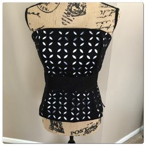 White House Black Market Black and White Bustier